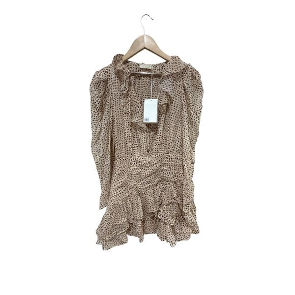 Ulla Johnson Cecily Metallic Dot Long Sleeve Silk Blend Dress Size 8 - Picture 12 of 14